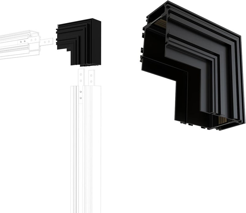 SCON Vertical Corner Joint, Wall Corner for Magnetic Track Lighting, Easy Install 24V Aluminum Connector, Tool-Free, Compatible Recessed Magnetic Track Lighting System - Image 1